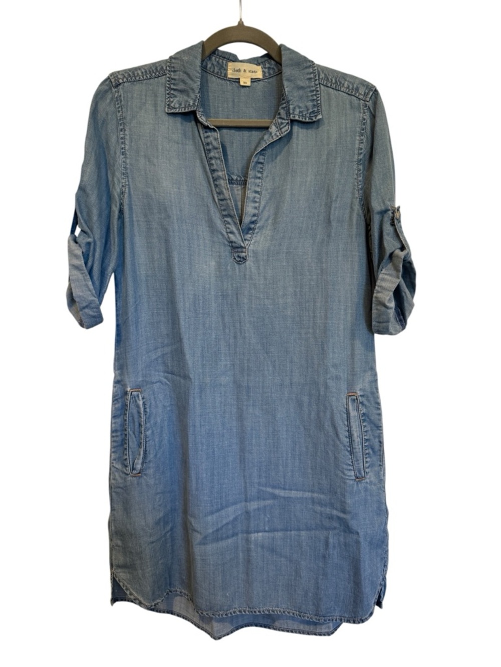 Cloth & Stone Light Blue Chambray Denim Shirt Dress XS